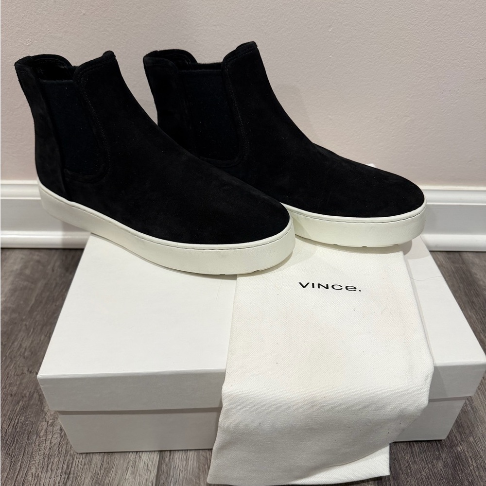 Vince Black Suede High-Top Sneakers
